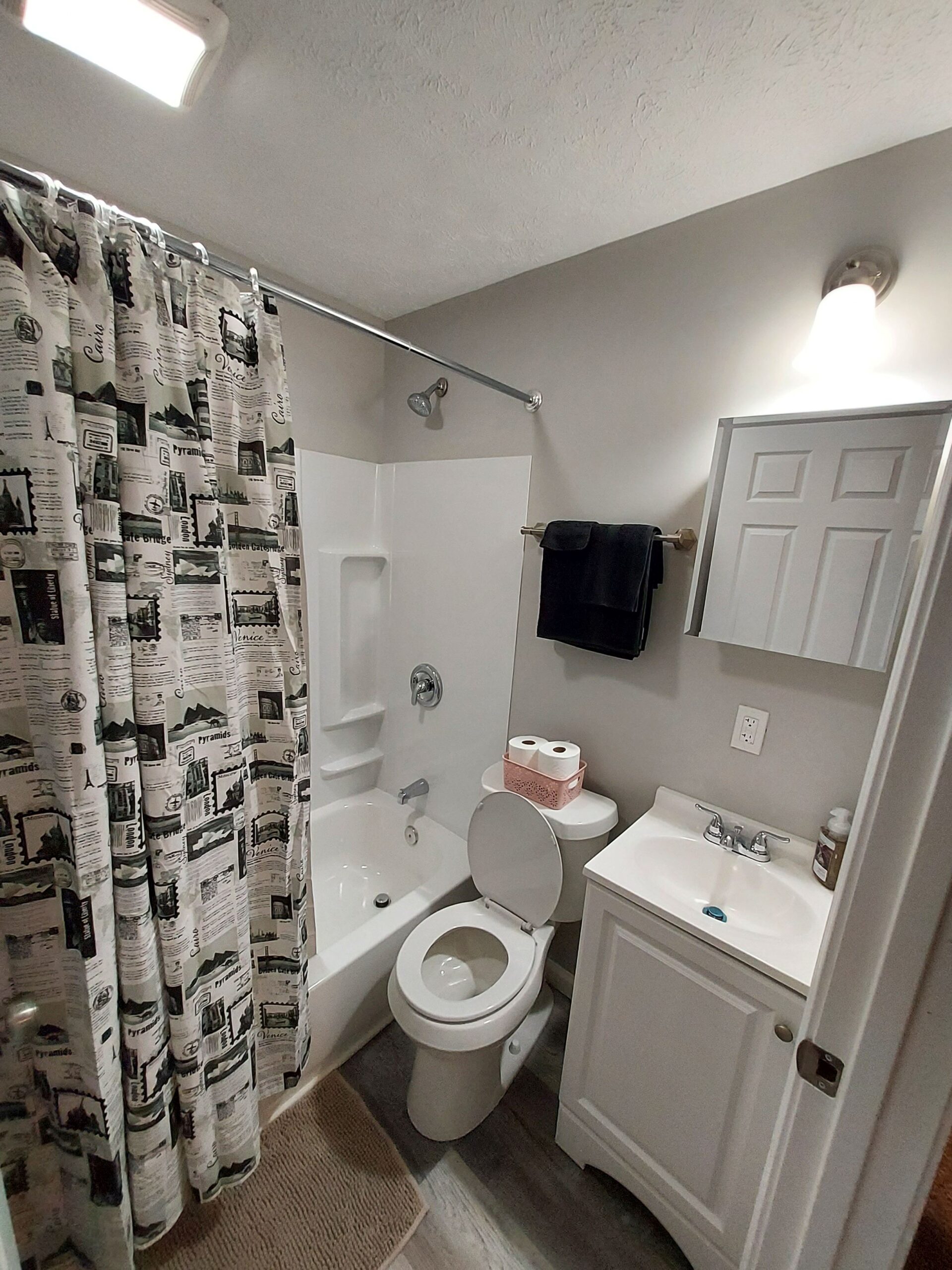 Private attached bathroom at The Boulevard Building Cleveland
extended stay near VA Medical Center