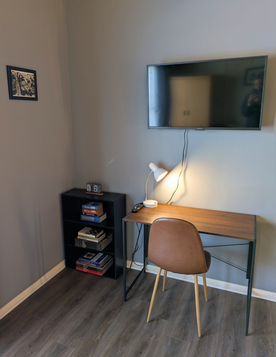 Media and workspace at The Archwood Manor Cleveland extended stay
near University Hospitals and VA Medical Center